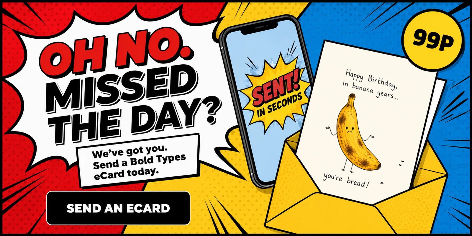 Email it, text it, send it now with a 99p Bold Types eCard